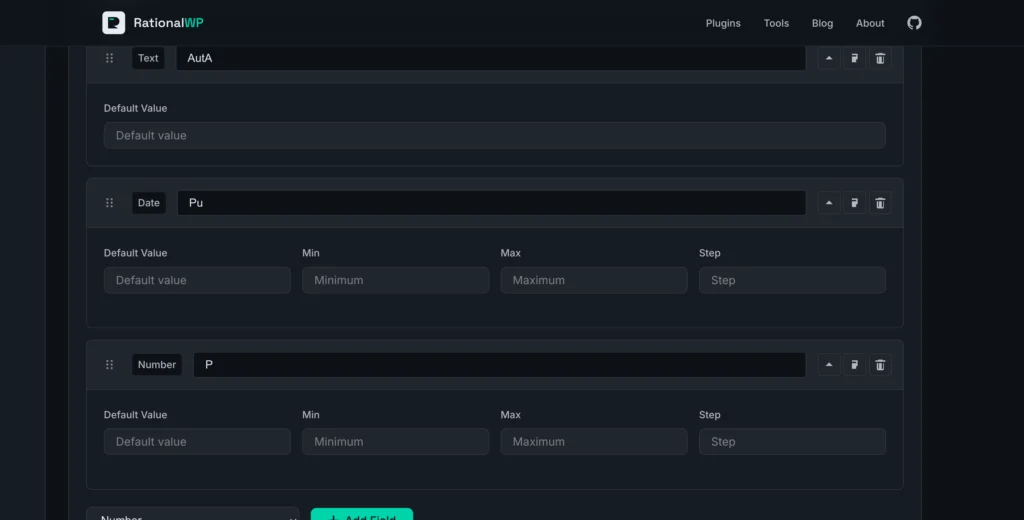 Screenshot showing multiple fields added to the meta box configuration
