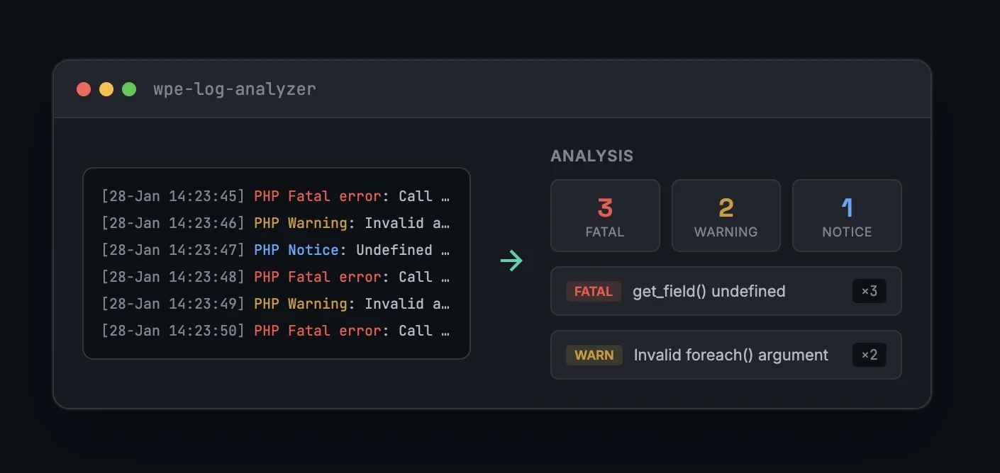 WP Engine Log Analyzer preview